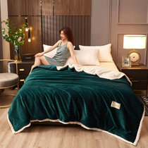 毛毯被套两用多功能被套简约单人午睡盖被秋冬双人牛奶贝贝绒毯子(贝贝绒-墨绿)