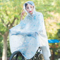 自行车雨衣头盔式雨披男女式电动车单人雨衣户外骑行学生雨衣  XXL(双帽沿自行车-雪花兰)(XXL)