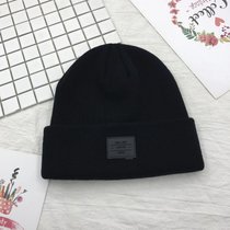 SUNTEK毛线帽子女冬韩版潮甜美可爱字母标保暖针织帽时尚百搭学生套头帽(M（56-58cm） 黑色)