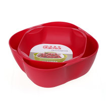 西派珂双层创意水果盘零食糖果干果盒欧式时尚水果盆套装组合果盆(红红套装)