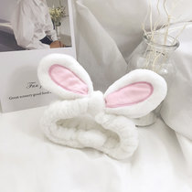 班哲尼兔耳朵束发带发箍可爱头饰头巾洗脸化妆敷面膜发套1个装白 造型可爱