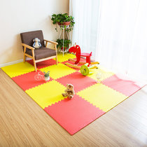 明德泡沫地板垫家用拼图爬行垫儿童卧室榻榻米拼接防滑垫大号 60×60×1.2cm 6片/包(红色+黄色 水点纹 6片)