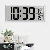 汉时时尚大屏电子时钟家用卧室日历数字挂钟客厅简约静音座钟HA88(银色)
