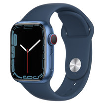 Apple Watch Series 7 智能手表 GPS款+蜂窝款 41毫米蓝色铝金属表壳 深邃蓝色运动型表带MKHU3CH/A