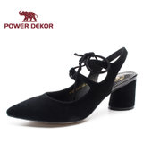 POWER DEKOR夏季新款女鞋真皮羊皮时尚性感尖头高跟鞋2722G56344(黑色 34)