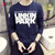 幸福时光 2016秋装韩版修身男装休闲潮字母圆领男士长袖T恤T18025(藏青色)