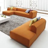 活力橙色超简时尚麻质布艺组合沙发
