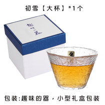 日本原装进口 石塚硝子津轻 初雪 玻璃品茗杯 日式茶杯手工酒杯(日本进口初雪大杯（小礼盒包装） 默认版本)