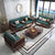 吉木多 新中式全实木沙发三人位带抽屉储物红橡木科技皮布客厅家具(默认 三人位)