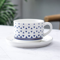 松发瓷器陶瓷水杯咖啡杯碟情侣牛奶杯简约办公室红茶杯子家用套装几何金三角杯碟 环保材质