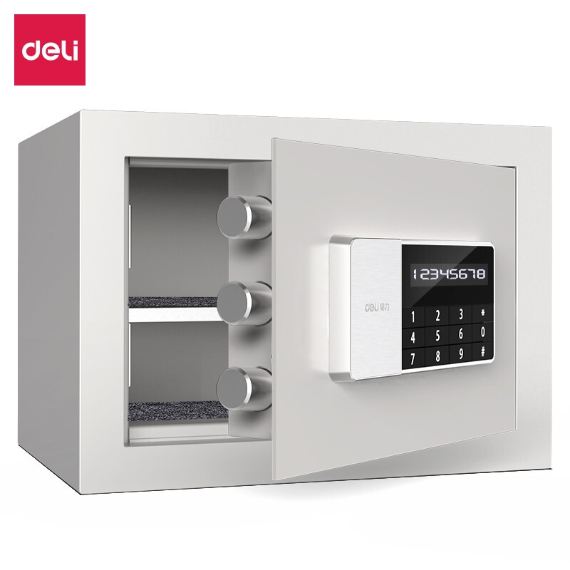 得力（deli）92619电子密码保管箱H250 家用小型密码保险箱保管箱 可入墙入柜(白色)(白 版本一)