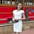 2013克劳迪 时尚钉珠V领纯色修身连衣裙品质女装 夏 Q13085(白色 M)