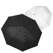 家佑 晴雨两用黑胶自动手动三折叠轻便伞遮阳伞太阳伞(羽毛伞-黑色)