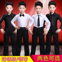 少儿男童拉丁舞蹈演出服儿童标准考级服比赛服男孩拉丁表演服(黑色上衣加领带)(180cm)
