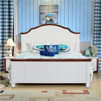木巴欧式实木床白色1.5米双人地中海儿童单人松木田园家具床(白色 默认)