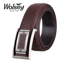Wolsey金狐狸男士板扣牛皮皮带WF655-8啡色(啡色 均码)