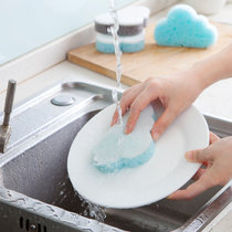 美佳多 云朵造型海绵擦厨房家用双面清洁锅刷碗刷去污刷百洁布魔力擦(蓝色 2个装)