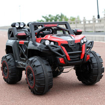 儿童电动汽车四轮遥控越野车可坐人大号驱动男女宝宝1-8岁玩具车(黑色)