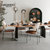 MOANRO北欧简约现代铁艺餐桌小户型家用长方形大理石书桌侘寂风(珊瑚红 200x100x75)