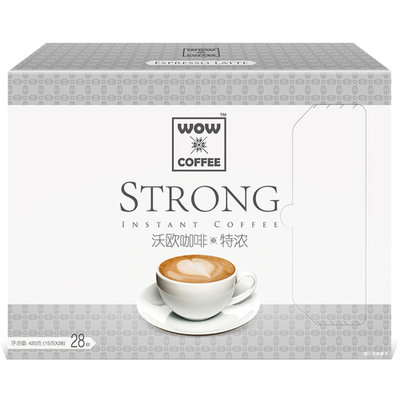 【真快乐自营】沃欧咖啡（WOW COFFEE）特浓即溶咖啡420g（15g*28条）速溶系列 盒装