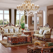 永旭家具 欧式沙发欧式新古典沙发实木沙发 欧式黄牛皮沙发组合522