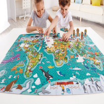 德国Hape 儿童拼图_六阶环游世界木质拼图玩具 世界地图拼图 1-3-6-12岁儿童启蒙早教教玩具E1626(版本)