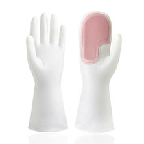 创意洗碗刷手套 居家清洁防水塑胶皮家用清洁手套刷(粉色 均码)