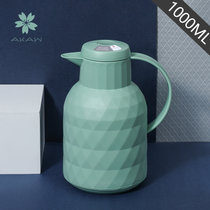 日本AKAW新款保温壶家用水壶玻璃内胆暖壶小型热水瓶大容量暖瓶(松柏绿-1000ml)