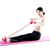 宏太仰卧起坐健身器材家用运动脚蹬拉力器女辅助瘦腰瘦肚子拉力带（双管）(红色)