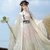 汉氧步步生莲汉服原创中国风对襟齐腰襦裙大袖衫仙白菜全套夏(米色全套6米 XL)