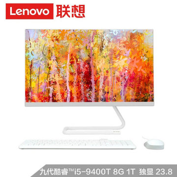 联想（Lenovo）AIO520C 23.8英寸 九代酷睿i5 致美一体机台式电脑 商务办公家用电脑 2GB独显(白色 8G内存/1T机械/标配)