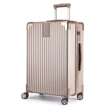 新款拉杆箱万向轮男女24寸铝框密码行李登机旅行箱包定制源头工厂1(1604拉链/香槟金 26寸)