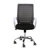 鸿邦 员工电脑椅家用简约办公转椅座椅老板人体工程学升降椅子(经典黑+白色扶手)