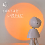 网红宇航员夕阳落日灯RGB七彩创意台灯小机器人拍照氛围灯女礼物(夕阳色 USB开关)