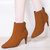 百年纪念秋冬季新款尖头细跟女靴侧拉链纯色短靴马丁靴女鞋子1550(棕色 39)