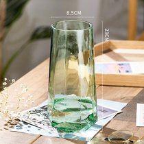 北欧创意简约轻奢网红玻璃花瓶透明水养百合玫瑰鲜花客厅插花摆件(23钻石 古典绿【特价款】 大)