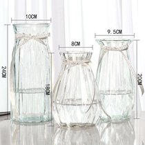 北欧创意玻璃花瓶透明水培绿萝植物玻璃花瓶家用插花客厅装饰摆件(24折纸+（18+20新诺）透明 大)