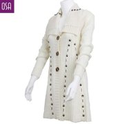 温婉风情OSA2012新款秋冬装韩版女装中长款开衫毛衣外套E00910米白色 L