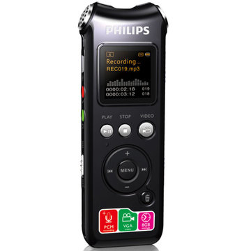 飞利浦(PHILIPS) VTR8000/93 数码录音笔8G 集成摄像头 PCM无损录音 锖色