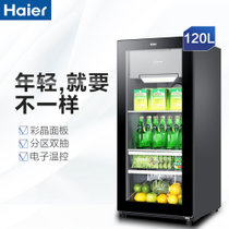 海尔 (Haier) DS0120D 120升 可制冰冰吧 茶叶柜 母婴冰箱 展示柜 饮料柜 雪茄柜 冷藏柜 商务冰箱 黑色