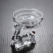创意福鹿茶漏 高硼硅玻璃茶漏泡茶器创意茶隔公道杯茶滤套装茶道配件茶叶过滤网(白色)