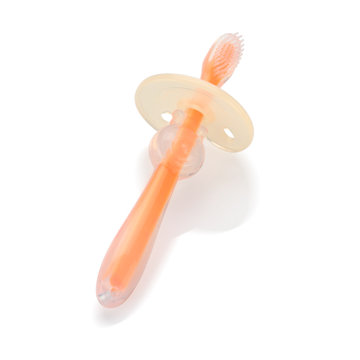 开优米婴儿硅胶牙刷儿童宝宝专用柔护乳牙刷(单面橘色)