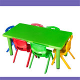亿景鸿基 一体成型塑料一桌六椅全塑幼儿桌椅(多色 全塑YH-089)
