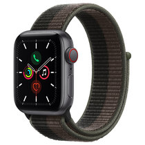 Apple Watch SE 智能手表 GPS+蜂窝款 44毫米银色铝金属表壳 风暴黑配灰色回环式运动表带MKT53CH/A