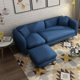 夏树 现代简约客厅小户型沙发双人三人日式北欧沙发卧室布艺沙发组合SB13(蓝色（不可拆洗） 双人位（1.4米）)