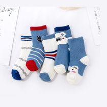 【五双装】KOUDOO儿童袜子秋冬新款加厚保暖卡通中筒棉质毛圈袜(M码（3-5岁） QZ-小熊毛圈)