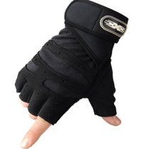 CLKBV 男女时尚超酷半指手套 耐磨防滑半指骑行运动手套(长腕黑色 均码)