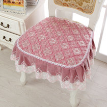 欧式加大餐椅垫椅套防滑餐桌布艺蕾丝四季通用垫中式凳子椅子坐垫(玫红色)