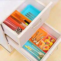 炫彩抽屉多用整理盒 创意餐具收纳盒杂物小物储存盒(橙色 小号)