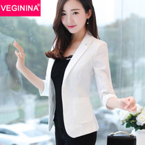 VEGININA 韩版显瘦修身雪纺七分袖薄款西装小外套 9991(白色 XXL)